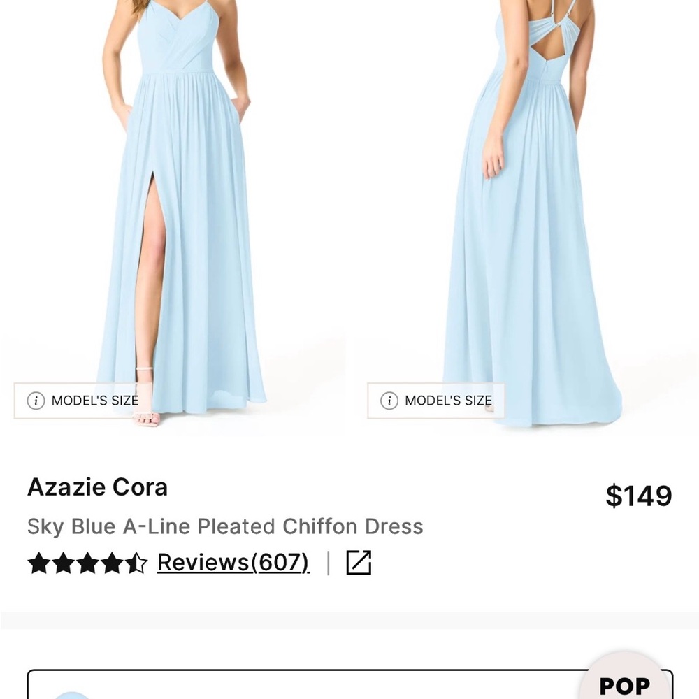 Azazie Light Blue Strappy A-Line Gown